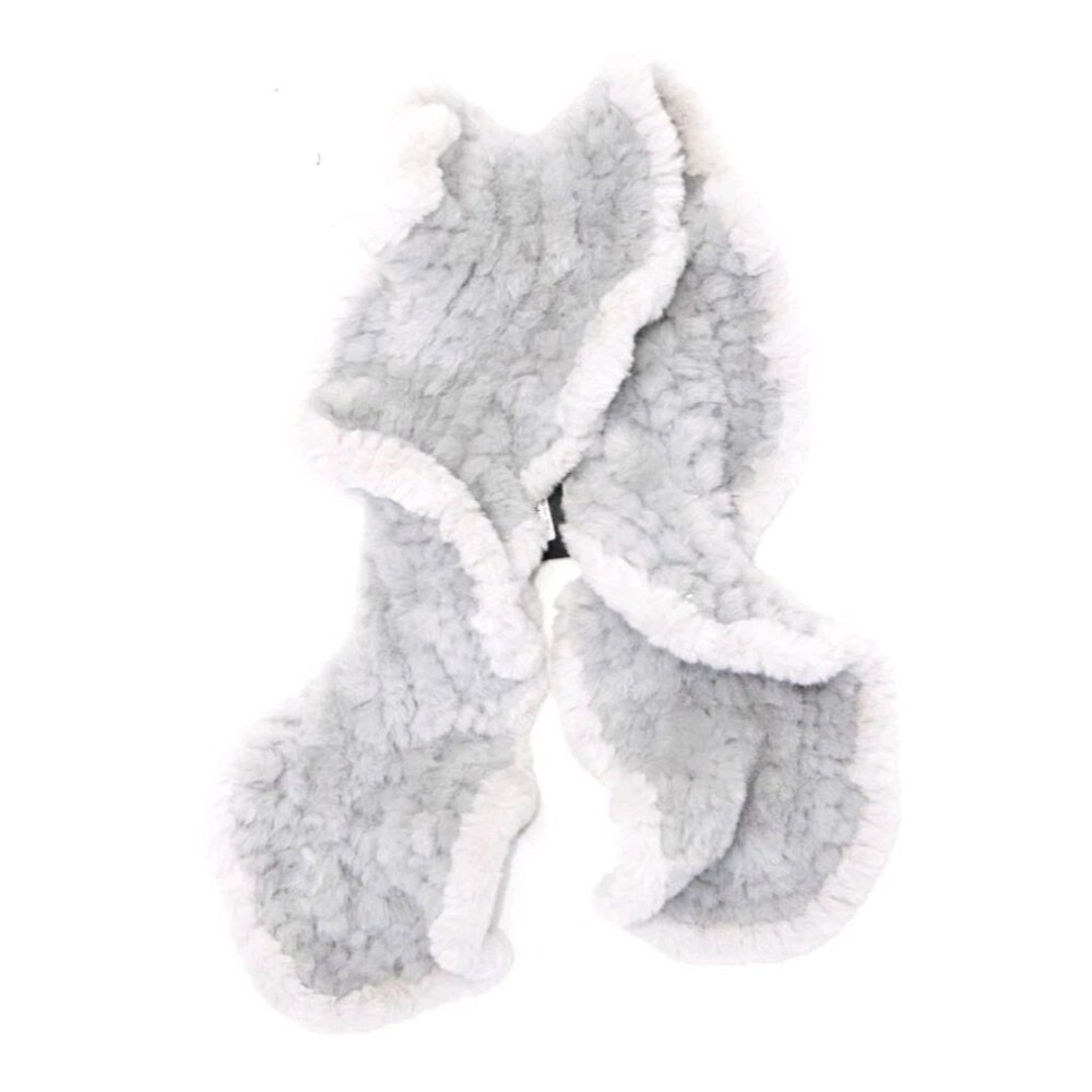 Jocelyn Womens Cotton Faux Fur Ruffled Pull Through Textured Scarf Gray Size OS